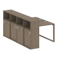 Metal System Style БО.РС-СШК-4.1 (Вяз благородный/мокко) Рабочая станция на О-образном м/к с опорным шкафом-купе