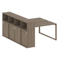 Metal System Style БО.РС-СШК-4.3 (Вяз благородный/мокко) Рабочая станция на О-образном м/к с опорным шкафом-купе