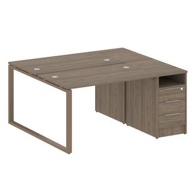 Metal System Style БО.РС-СТП-2.2 (Вяз благородный/мокко) Рабочая станция на О-образном м/к с опорной тумбой