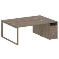 Metal System Style БО.РС-СТП-2.4 (Вяз благородный/мокко) Рабочая станция на О-образном м/к с опорной тумбой