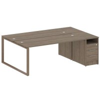 Metal System Style БО.РС-СТП-2.5 (Вяз благородный/мокко) Рабочая станция на О-образном м/к с опорной тумбой