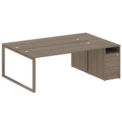 Metal System Style БО.РС-СТП-2.5 (Вяз благородный/мокко) Рабочая станция на О-образном м/к с опорной тумбой