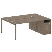 Metal System Style БП.РС-СТП-2.4 (Вяз благородный/мокко) Рабочая станция на П-образном м/к с опорной тумбой