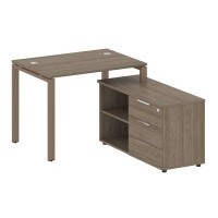 Metal System Style БП.РС-СТС-2.1 Пр (Вяз благородный/мокко) Рабочая станция на П-образном м/к с опорной тумбой правая