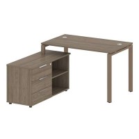 Metal System Style БП.РС-СТС-2.2 Л (Вяз благородный/мокко) Рабочая станция на П-образном м/к с опорной тумбой левая