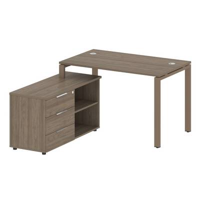 Metal System Style БП.РС-СТС-2.2 Л (Вяз благородный/мокко) Рабочая станция на П-образном м/к с опорной тумбой левая