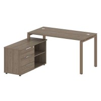 Metal System Style БП.РС-СТС-2.3 Л (Вяз благородный/мокко) Рабочая станция на П-образном м/к с опорной тумбой левая
