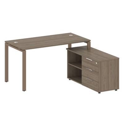 Metal System Style БП.РС-СТС-2.3 Пр (Вяз благородный/мокко) Рабочая станция на П-образном м/к с опорной тумбой правая