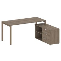 Metal System Style БП.РС-СТС-2.4 Пр (Вяз благородный/мокко) Рабочая станция на П-образном м/к с опорной тумбой правая
