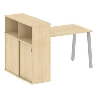 Metal System Style БА.РС-СШК-3.2 (Акация лорка/серый) Стол письменный на А-образном м/к с опорным шкафом-купе