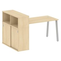 Metal System Style БА.РС-СШК-3.3 (Акация лорка/серый) Стол письменный на А-образном м/к с опорным шкафом-купе