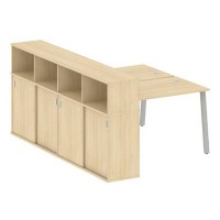 Metal System Style БА.РС-СШК-4.2 (Акация лорка/серый) Рабочая станция на А-образном м/к с опорным шкафом-купе