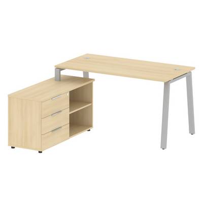 Metal System Style БА.РС-СТС-2.3 Л (Акация лорка/серый) Рабочая станция на А-образном м/к с опорной тумбой левая