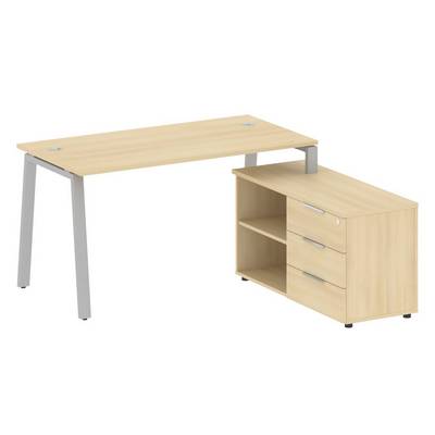 Metal System Style БА.РС-СТС-2.3 Пр (Акация лорка/серый) Рабочая станция на А-образном м/к с опорной тумбой правая