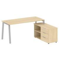 Metal System Style БА.РС-СТС-2.4 Пр (Акация лорка/серый) Рабочая станция на А-образном м/к с опорной тумбой правая