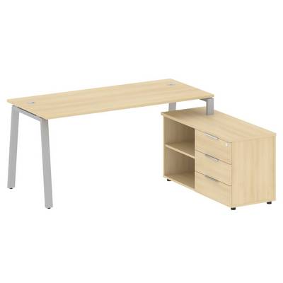 Metal System Style БА.РС-СТС-2.4 Пр (Акация лорка/серый) Рабочая станция на А-образном м/к с опорной тумбой правая