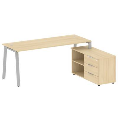 Metal System Style БА.РС-СТС-2.5 Пр (Акация лорка/серый) Рабочая станция на А-образном м/к с опорной тумбой правая