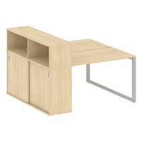 Metal System Style БО.РС-СШК-2.2 (Акация лорка/серый) Рабочая станция на О-образном м/к с опорным шкафом-купе