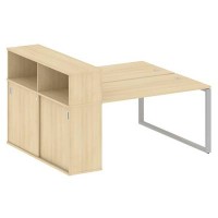 Metal System Style БО.РС-СШК-2.3 (Акация лорка/серый) Рабочая станция на О-образном м/к с опорным шкафом-купе
