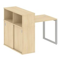 Metal System Style БО.РС-СШК-3.1 (Акация лорка/серый) Стол письменный на О-образном м/к с опорным шкафом-купе