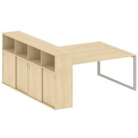 Metal System Style БО.РС-СШК-4.5 (Акация лорка/серый) Рабочая станция на О-образном м/к с опорным шкафом-купе