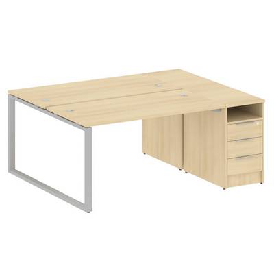 Metal System Style БО.РС-СТП-2.3 (Акация лорка/серый) Рабочая станция на О-образном м/к с опорной тумбой