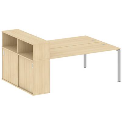 Metal System Style БП.РС-СШК-2.5 (Акация лорка/серый) Рабочая станция на П-образном м/к с опорным шкафом-купе