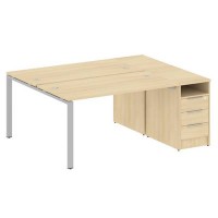 Metal System Style БП.РС-СТП-2.3 (Акация лорка/серый) Рабочая станция на П-образном м/к с опорной тумбой