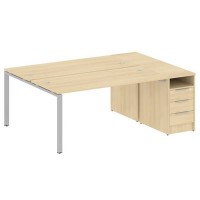 Metal System Style БП.РС-СТП-2.4 (Акация лорка/серый) Рабочая станция на П-образном м/к с опорной тумбой