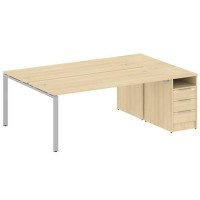 Metal System Style БП.РС-СТП-2.5 (Акация лорка/серый) Рабочая станция на П-образном м/к с опорной тумбой