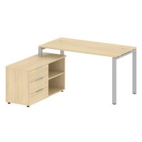 Metal System Style БП.РС-СТС-2.3 Л (Акация лорка/серый) Рабочая станция на П-образном м/к с опорной тумбой левая