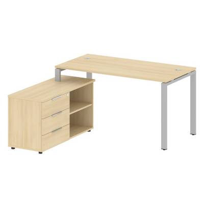 Metal System Style БП.РС-СТС-2.3 Л (Акация лорка/серый) Рабочая станция на П-образном м/к с опорной тумбой левая