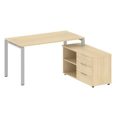 Metal System Style БП.РС-СТС-2.3 Пр (Акация лорка/серый) Рабочая станция на П-образном м/к с опорной тумбой правая