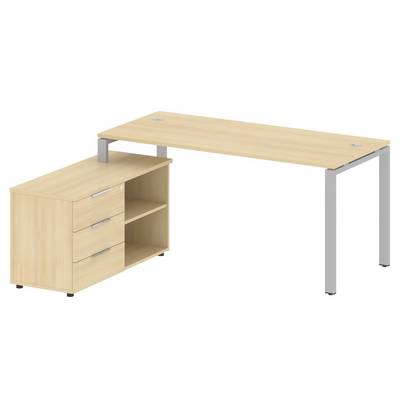 Metal System Style БП.РС-СТС-2.4 Л (Акация лорка/серый) Рабочая станция на П-образном м/к с опорной тумбой левая