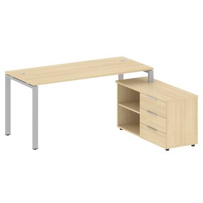 Metal System Style БП.РС-СТС-2.4 Пр (Акация лорка/серый) Рабочая станция на П-образном м/к с опорной тумбой правая