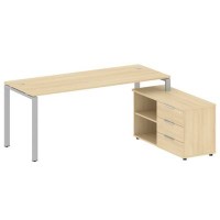 Metal System Style БП.РС-СТС-2.5 Пр (Акация лорка/серый) Рабочая станция на П-образном м/к с опорной тумбой правая