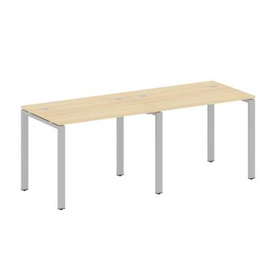 Metal System Style БП.СМ-2.1 (Акация лорка/серый) Рабочая станция на 2 раб.места на П-образном м/к