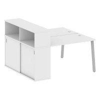 Metal System Style БА.РС-СШК-2.2 (Белый/серый) Рабочая станция на А-образном м/к с опорным шкафом-купе