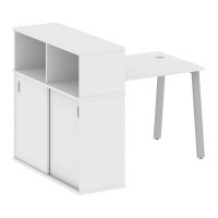 Metal System Style БА.РС-СШК-3.1 (Белый/серый) Стол письменный на А-образном м/к с опорным шкафом-купе