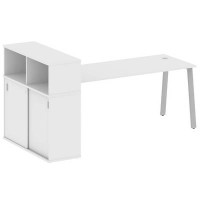 Metal System Style БА.РС-СШК-3.5 (Белый/серый) Стол письменный на А-образном м/к с опорным шкафом-купе