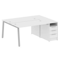 Metal System Style БА.РС-СТП-2.3 (Белый/серый) Рабочая станция на А-образном м/к с опорной тумбой