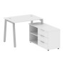 Metal System Style БА.РС-СТС-2.1 Пр (Белый/серый) Рабочая станция на А-образном м/к с опорной тумбой правая