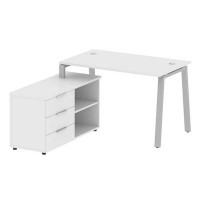 Metal System Style БА.РС-СТС-2.2 Л (Белый/серый) Рабочая станция на А-образном м/к с опорной тумбой левая