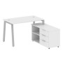 Metal System Style БА.РС-СТС-2.2 Пр (Белый/серый) Рабочая станция на А-образном м/к с опорной тумбой правая
