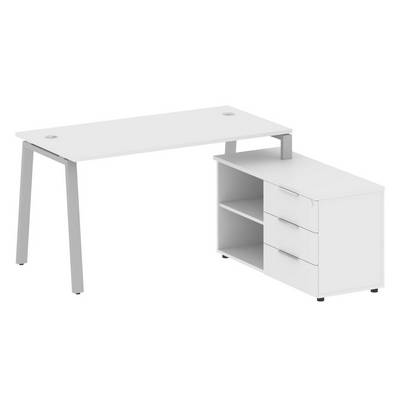 Metal System Style БА.РС-СТС-2.3 Пр (Белый/серый) Рабочая станция на А-образном м/к с опорной тумбой правая