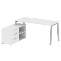 Metal System Style БА.РС-СТС-2.4 Л (Белый/серый) Рабочая станция на А-образном м/к с опорной тумбой левая