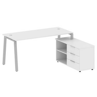 Metal System Style БА.РС-СТС-2.4 Пр (Белый/серый) Рабочая станция на А-образном м/к с опорной тумбой правая