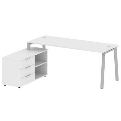 Metal System Style БА.РС-СТС-2.5 Л (Белый/серый) Рабочая станция на А-образном м/к с опорной тумбой левая