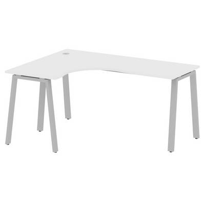 Metal System Style БА.СА-4 Л (Белый/серый) Стол криволинейный левый на А-образном м/к