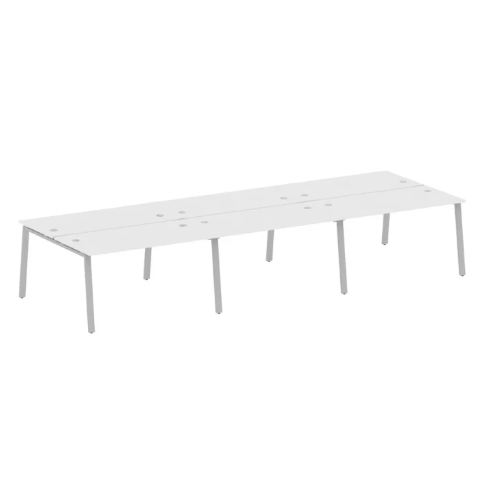 БА.СМ-6.3 Рабочая станция на шесть рабочих места на А-образном м/к, белый, серый металл